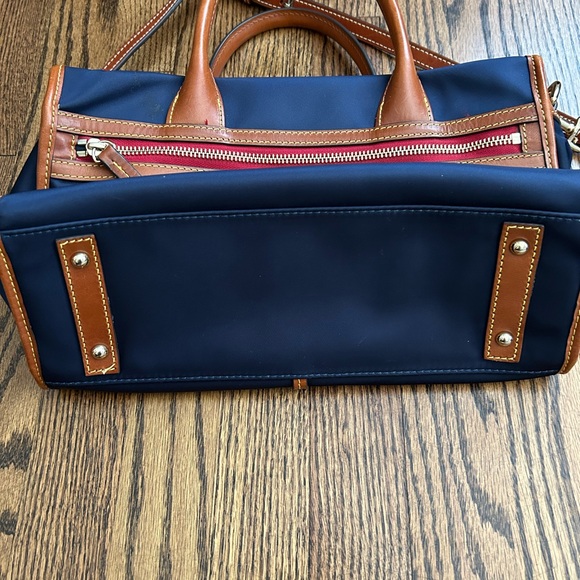 Dooney & Bourke Blue and Brown Satchel with Leather Accents - Picture 2 of 9